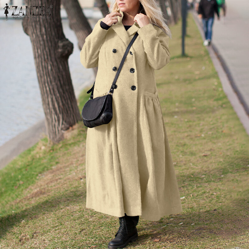 [Clearance Sale] ZANZEA Womens Winter Think Coats Full Sleeve Tunic Casual Loose Trench Long Maxi Coat CLE #15