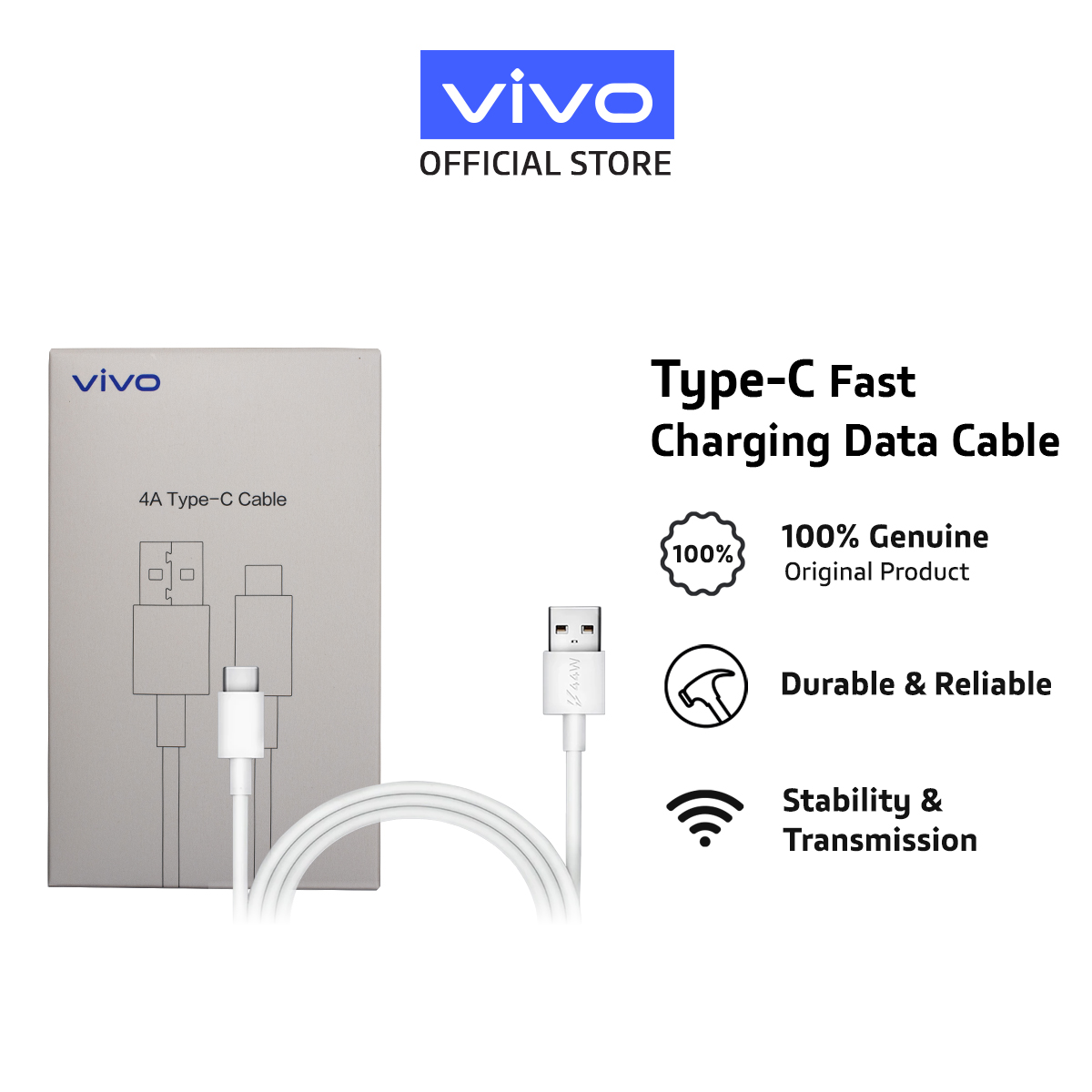 vivo Fast Charge Type-C Cable 4A Sync & Charge